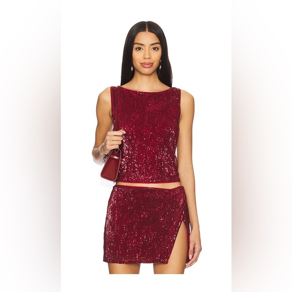 Lovers + Friends SELMA TOP Red Sequin Size XL NWT - Picture 1 of 7